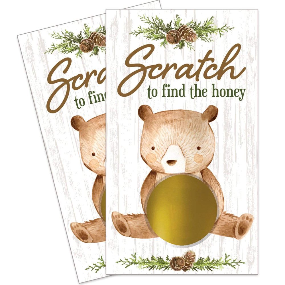 Woodland Bear Scratch off Baby Shower Party Game - 28 Scratcher Cards - Distinctivs - Walmart ...