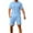 Light Blue, variant on Cmfcve Men's Summer Short Sets Lapel Breathable Top Sets Drawstring Short Sleeve Gym Sets with Pocket