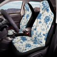 thumbnail image 4 of POLERO Blue Peony Car Seat Cover Polyester Fabric Stretch Waterproof, Set of 2 Auto Seat Protectors for Vehicle Interior, 4 of 12