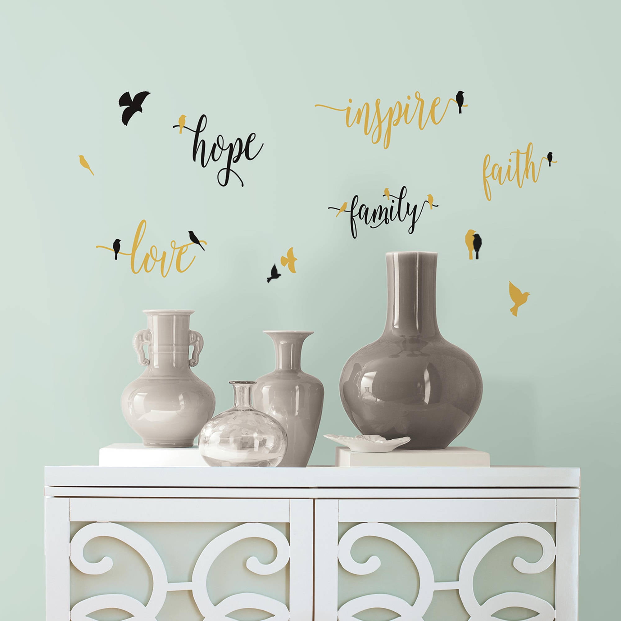 RoomMates Inspirational Words with Birds Peel and Stick Wall Decals
