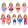 thumbnail image 1 of Set de moda WONDOLL 9 conjuntos de ropa americana para muñecas de 18 pulgadas, 1 of 6