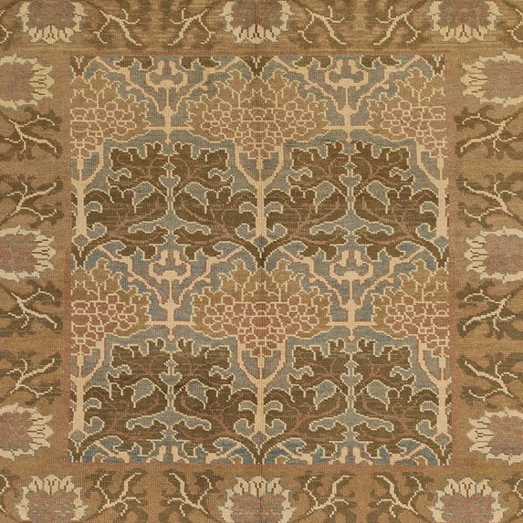 Ahgly Company Indoor Square Abstract Dark Bisque Brown Abstract Area Rugs, 3' Square