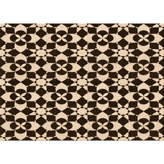 Ahgly Company Indoor Rectangle Patterned Black Bean Brown Area Rugs, 7' x 10'