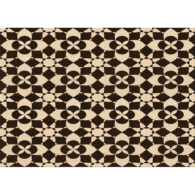 Ahgly Company Machine Washable Indoor Rectangle Transitional Black Brown Area Rugs, 8' x 12'