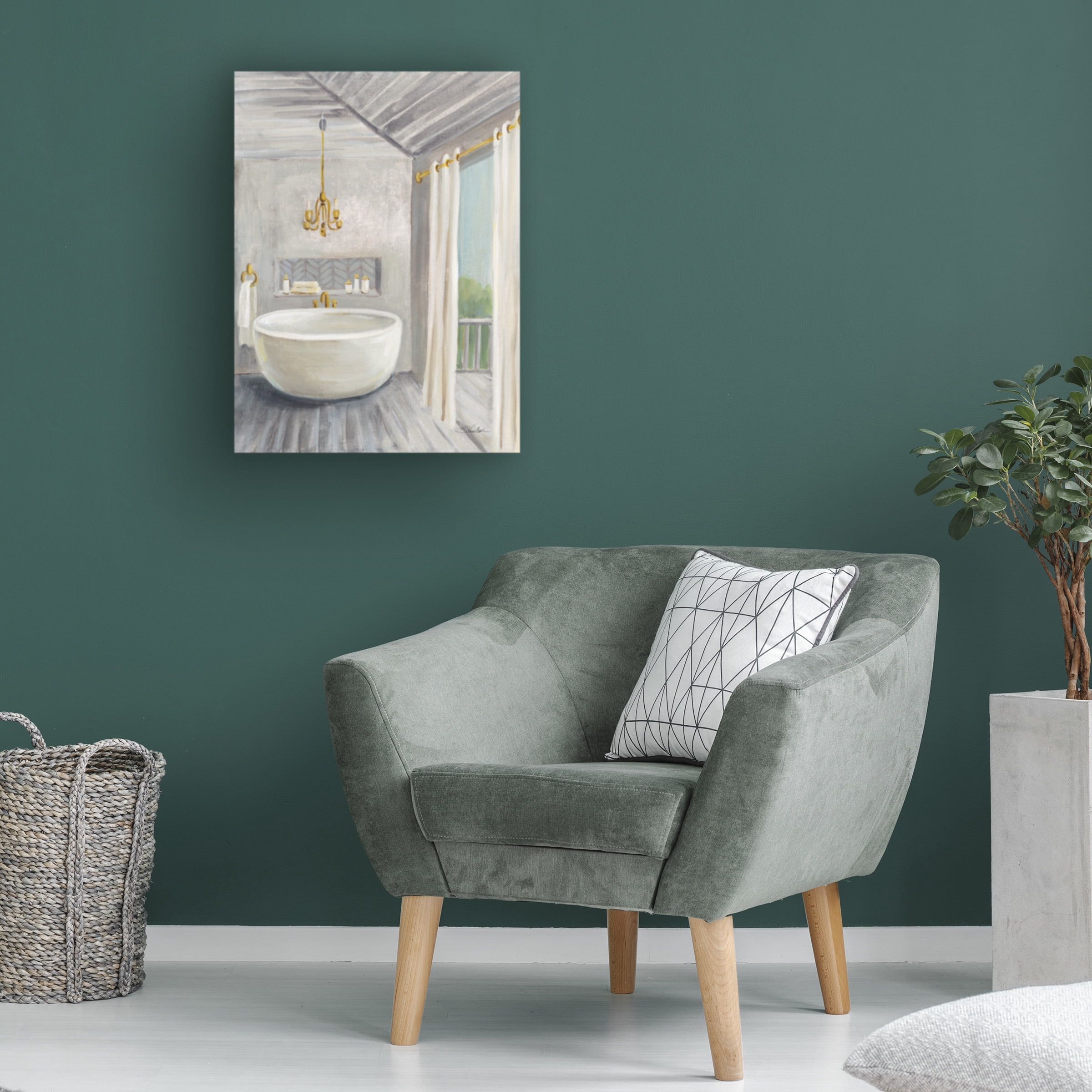 Silvia Vassileva 'Attic Bathroom II Gray Wood' Canvas Art