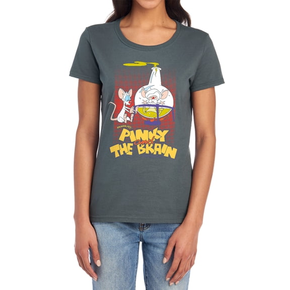 Pinky and The Brain Lab Flask Women's T Shirt, Charcoal, Small