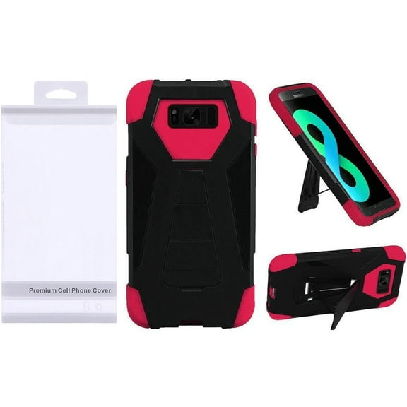 GSA Hexagon Hybrid Case For Samsung Galaxy S8 Plus - Black/Hot Pink