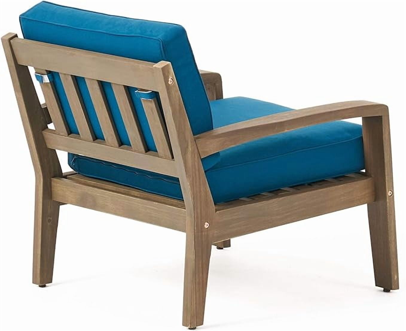 Outdoor Acacia Wood Club Chair Set of 4, Multi Quantity Leisure Single Seats for Patio Garden, Dark Gray