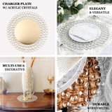 Efavormart Silver Crystal Charger Plate – 14 Inch With Acrylic Beads, For Weddings & Events