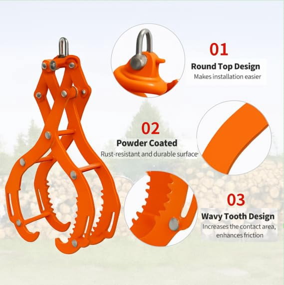 Accreate Log Tongs, 4 Claw Log Grabber Heavy Duty 3300 Lb Capacity, Attach to ATVs UTVs Trucks Mowers Tractors, Heavy-Duty Steel, Easy Assembly & Storage