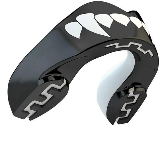 SAFEJAWZ Mouthguard Slim Fit, Adults and Junior Mouth Guard with Case for Boxing, Basketball, Lacrosse, Football, MMA, Martial Arts, Hockey and All Contact Sports (Adults 12+ Years, Black Fangz)