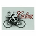 thumbnail image 1 of Sports Cutting Board, Cycling Man Illustration Dotted Setting Biking Athletics Human Powered Vehicle, Decorative Tempered Glass Cutting and Serving Board, Small Size, Black White Red, by Ambesonne, 1 of 1