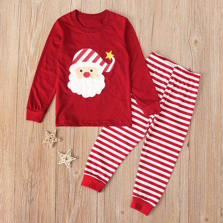 

THE WILD Girls Christmas Santa Clothing Set Baby Boys Infant Tops Striped Pants Outfits