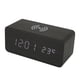 thumbnail image 2 of Reloj Digital de madera LED negro teléfono carga inalámbrica pantalla de temperatura Control de voz 3 brillo Reloj de escritorio Digital, 2 of 5