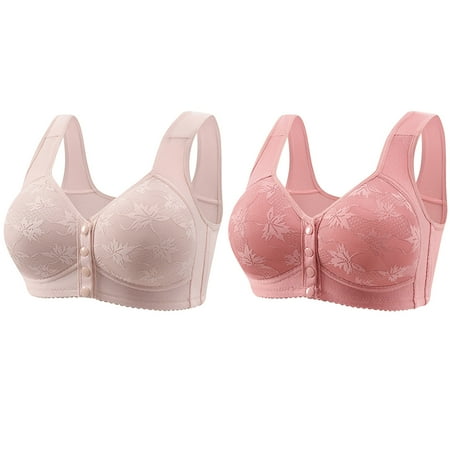 Black of Friday Deal Clearance Staron 2PC Women s Bras Front Closure No Underwire Bra Wireless Comfortable Bra Stretch Push up Bras Soft Smoothing Bra