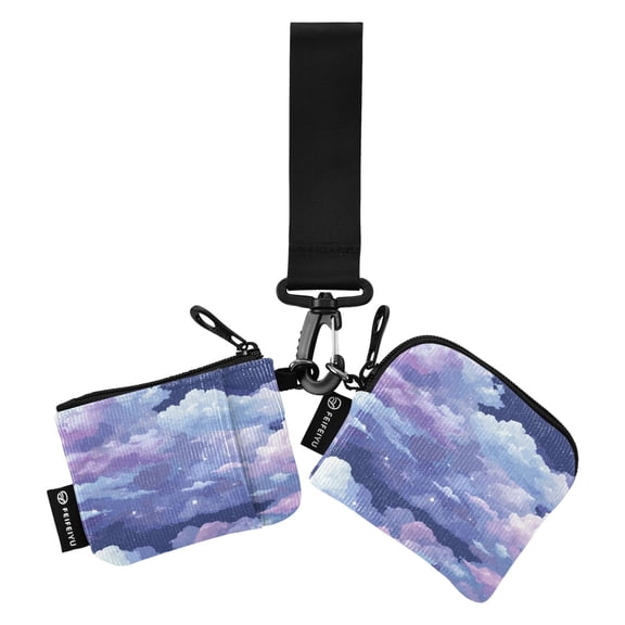 Women's Coin Purses Keychain Wallet Mini Zip Dual Pouch Wristlet Portable Coin Purse Small Wallets For Travel Sports Outdoors Purple Sky