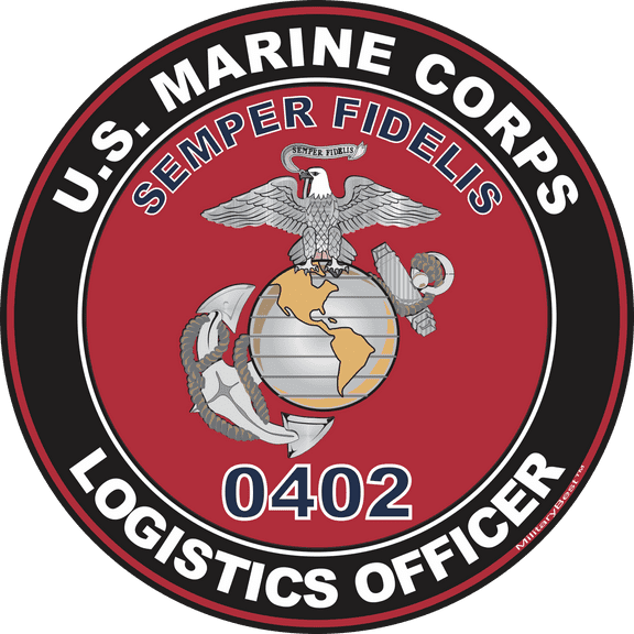 U.S.M.C. MOS 0402 Logistics Officer Decal 3.8" - Red