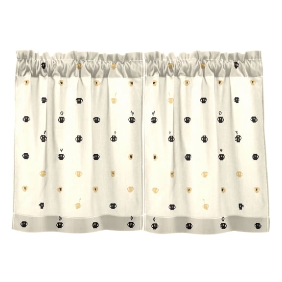 Cream Background Kitchen Curtains Tier Set 27x24 Inch 2 Panels Semi Sheer Light Filtering Privacy UV Protection
