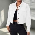 thumbnail image 4 of Women's Long Sleeve Button Down Jacket Solid Color Turndown Collar Casual Corduroy Outwear with Pockets S, 4 of 9