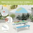 thumbnail image 5 of DORTALA Kids Picnic Table, 3-in-1 Water & Sand Activity Table with Height Adjustable Umbrella & Removable Tabletop, Outdoor Wooden Bench & Table Set for Toddler, for Garden, Yard & Patio, Blue, 5 of 14