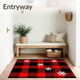 thumbnail image 3 of ODIKA 4'x6' Machine Washable Non-Slip Area Rug, Buffalo Check Snowflake Interlocking Festive Plaid High Traffic Rug with Pad, Red, 651639, 3 of 8
