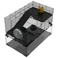 thumbnail image 4 of GVN Hamster Cage, Small Hamster Habitat,31" Hamster Cage, Gerbil Cage with Glass Basin for Small Hamsters, Black, 4 of 11