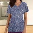 thumbnail image 1 of Fiudx Ofertas Flash Del Día Solo En Línea Top de Enfermera Informal con Cuello En V y Manga Corta con Bolsillo Estampado para Mujer, 1 of 5