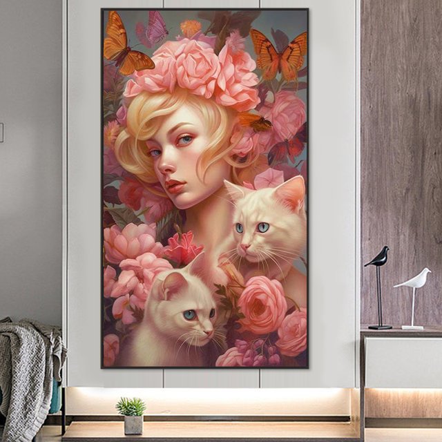 Cuadros Decorativos 5D bricolaje cuadrado completo taladro diamante pintura belleza mascotas Kit Art Craft (ZQA1099) Wdftyju embutido en tela