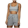 thumbnail image 2 of Workout Shorts Women,Summer Two Piece Outfits For Women Casual Sleeveless Crop Tops And Loose Shorts Set 2 Piece,High Waisted Shorts Women(Size:L), 2 of 6