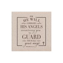 His Angels Guard You Almond Leaf Scroll 12 x 12 Wood Wall Sign Plaque