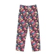 thumbnail image 6 of Uemuo Skull Blue Flower Pattern Men's Wide Leg Palazzo Lounge Pants with Pockets Light Weight Loose Comfy Casual Pajama Pants-Large, 6 of 9