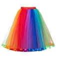 thumbnail image 4 of Bibifish Womens Telle Skirts Rainbow Ribbon Layered Tutu Puff Skirts Colorful Ruffled Mesh Princess Dress Up Casual Party Fluffy Tutu Skirts, 4 of 4