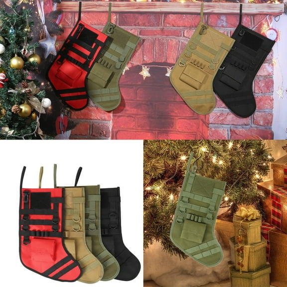 Gcvizuso Christmas Stockings, Clearance Christmas Decor, Christmas Stocking Molle Military Christmas Stocking Desert Woodland
