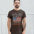 thumbnail image 3 of Tee Hunt Have Yourself an American Christmas T-Shirt Ugly Sweater Patriotic Men's Tee, Brown, Large, 3 of 5