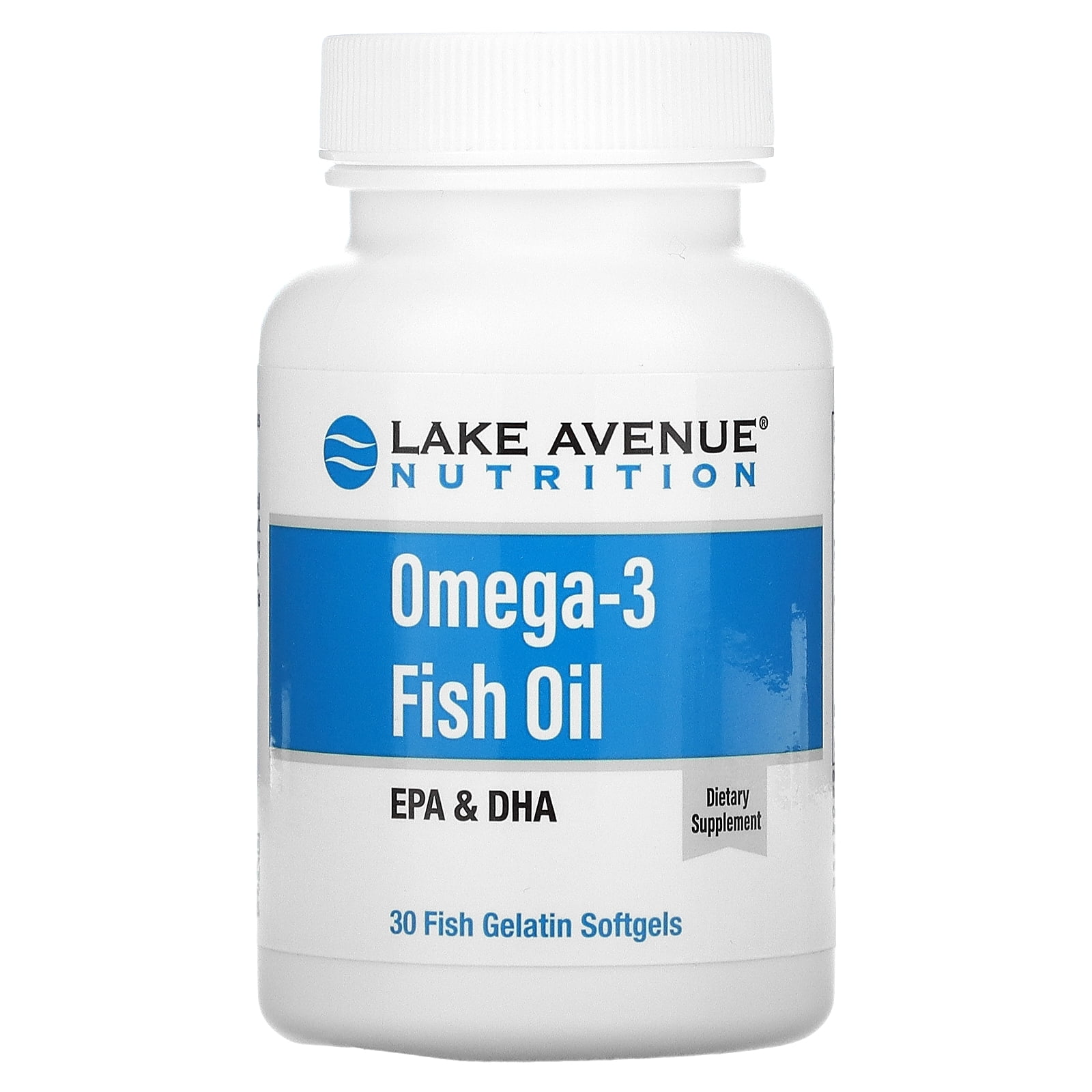 Omega-3 Fish Oil, 1250 mg, 30 Fish Gelatin Softgels, Lake Avenue Nutrition