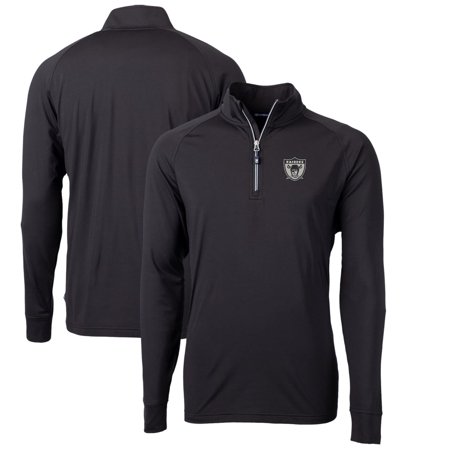 Men's Cutter & Buck Black Las Vegas Raiders Adapt Eco Knit Stretch Recycled Big & Tall Quarter-Zip Throwback Pullover