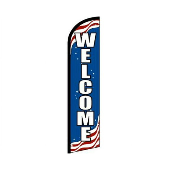 Welcome Patriotic RWB Windless Banner Advertising Marketing Flag