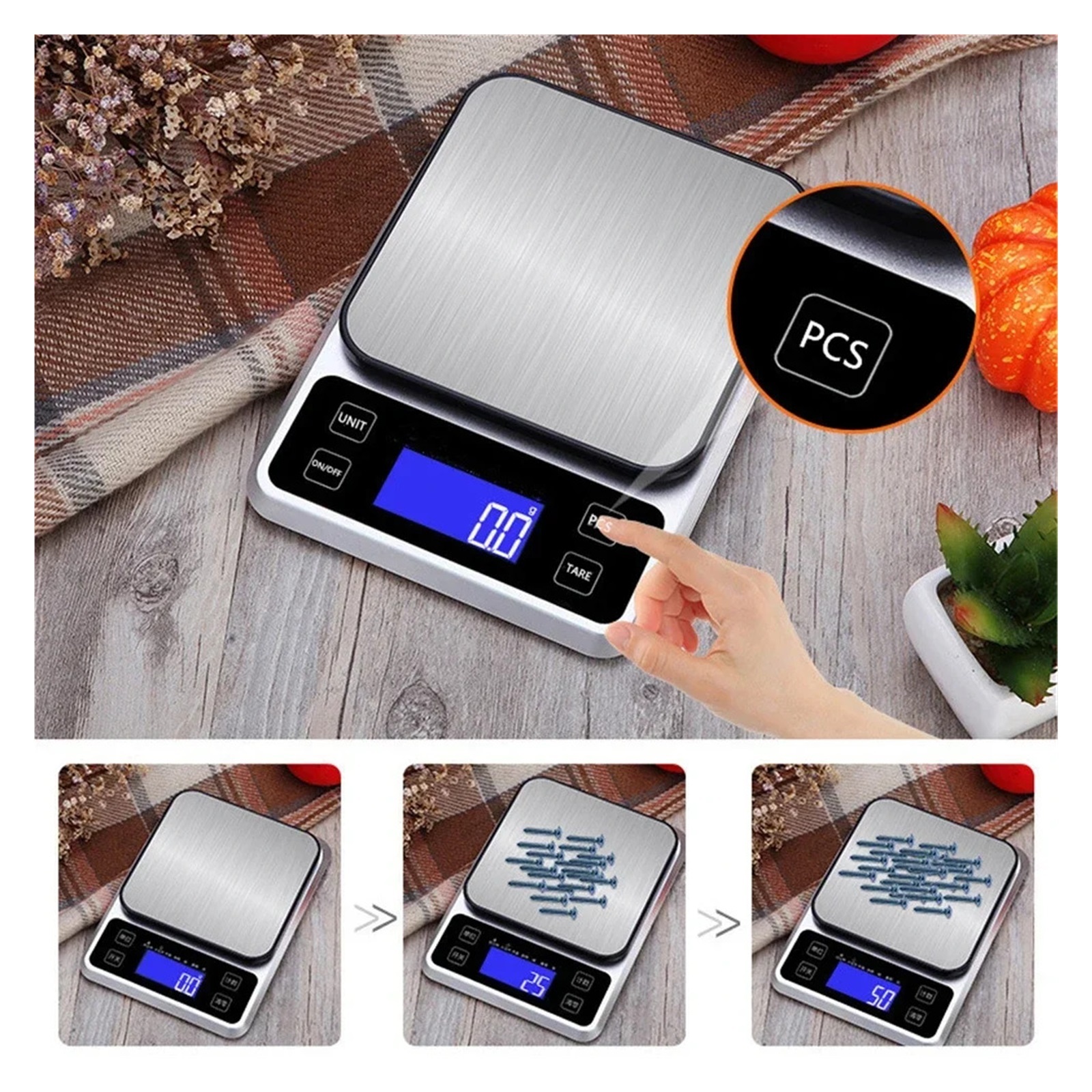 Kitchen Scale Stainless Steel Panel Weighing Food Diet Postal Measuring Balance Electronic Scales ,High-Precision Weighing Technology