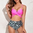 thumbnail image 5 of QLEICOM Women's Swimsuits High Waisted Tummy Control Swimwear Fashion Bikini With Chest Pad Without Steel Support Sexy Strap Split Swimsuit Beach Two Piece Set Hot Pink S, 5 of 6