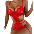 thumbnail image 2 of Lencería para mujer Body de encaje con aberturas y ribete festoneado Lencería de peluche, 2 of 6