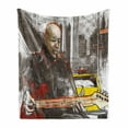thumbnail image 1 of Modern Soft Flannel Fleece Throw Blanket, Street Musician Man Singing Playing Guitar Show Performance Grunge Urban Artwork, Cozy Plush for Indoor and Outdoor Use, 50" x 70", Multicolor, by Ambesonne, 1 of 6