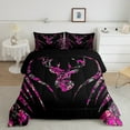 thumbnail image 2 of Manfei Wild Deer Silhouette Bedding Comforter Set,Jungle Animal Twin Comforter Sets,Pink Black Bedding Set For Boys Girls,Breathable Home Decor Reversible,2-Piece, 2 of 8