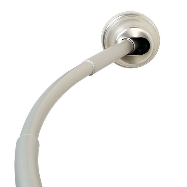 Zenna Home E40S2ALBN NeverRust Rustproof Dual Mount Curved Stall Shower Rod, 32" to 40", Brushed Nickel