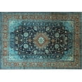 thumbnail image 1 of Ahgly Company Indoor Rectangle Medallion Light Blue Traditional Area Rugs, 8' x 10', 1 of 4
