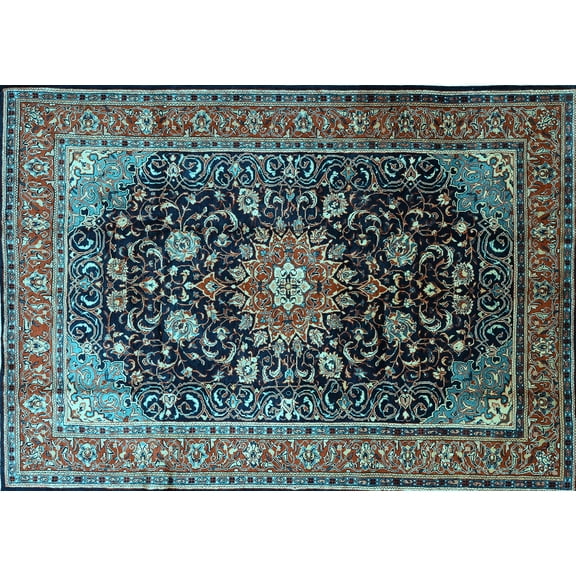 Ahgly Company Indoor Rectangle Medallion Light Blue Traditional Area Rugs, 5' x 7'