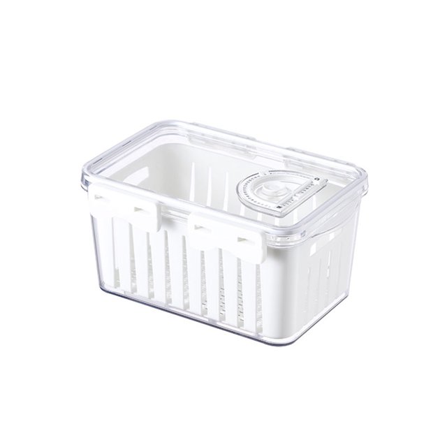 LCXmlly Food safe Storage Organizer Fridge Storage Containers with Colanders Airtight Drain Box BPA Free Stackable Space saving