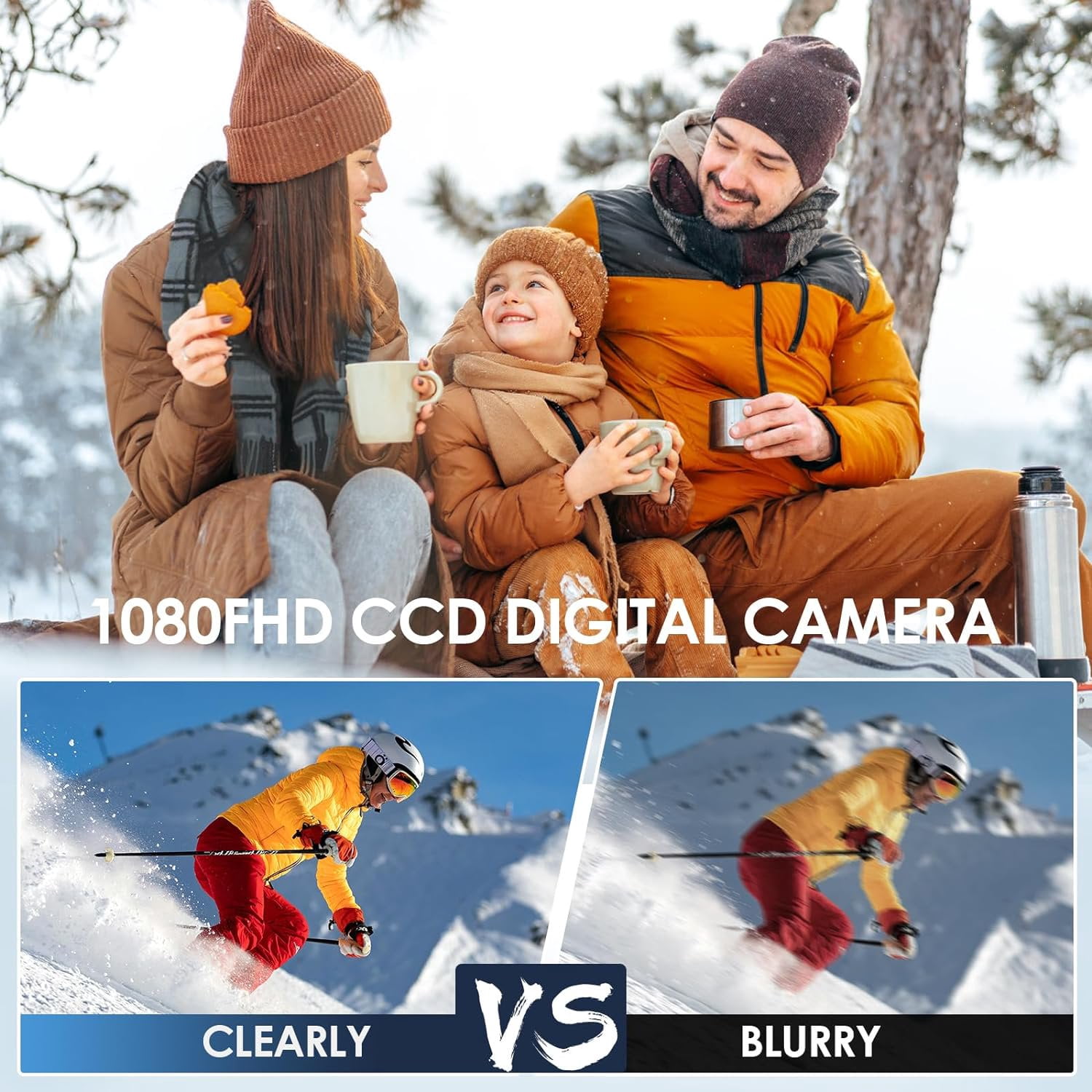Digital Camera Kids Camera FHD 1080P 50MP Vintage Camera with 8X Zoom Anti Shake Portable Digital Cameras for Kids Teens Seniors Gift with 32GB Card Black