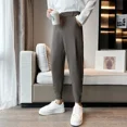 thumbnail image 3 of Pantalones de verano para hombre de talla grande 9, pantalones de traje para hombre recortados, pantalones negros antiarrugas, ropa de trabajo vintage, tela de lujo 2024, 3 of 5