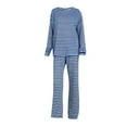 thumbnail image 5 of Delayuji Womens Pajamas Sets Striped 2 Piece Outfits Loungewear Long Sleeve Top and Wide Leg Pant Set Fall Winter Clothing, 5 of 6