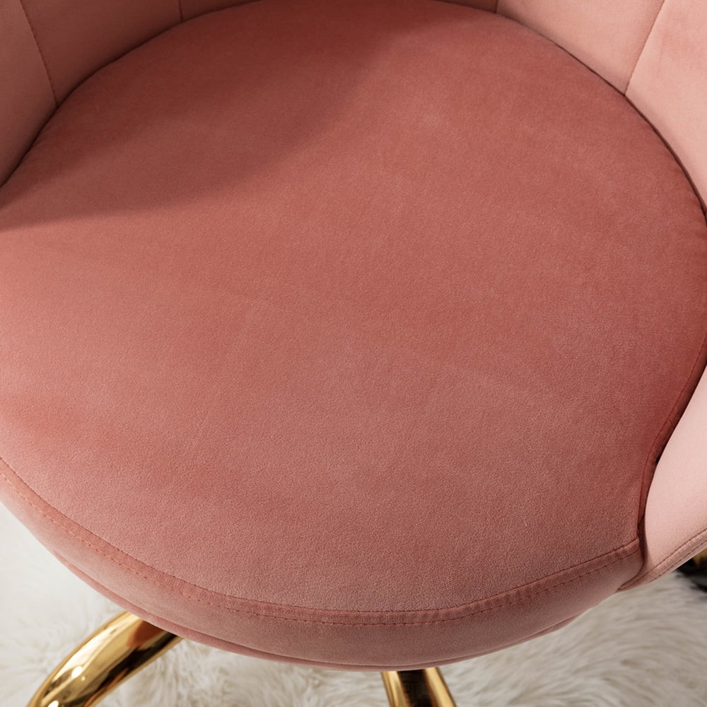 Kepooman Modern Adjustable Swivel Velvet Shell Chairs with Golden Base & Armrest, Nude Pink Kepooman Modern Adjustable Swivel Velvet Shell Chairs with Golden Base & Armrest, Nude Pink